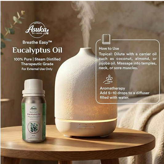Asuka Eucalyptus Essential Oil – 100% Pure | Aromatherapy & Diffuser | 118ml