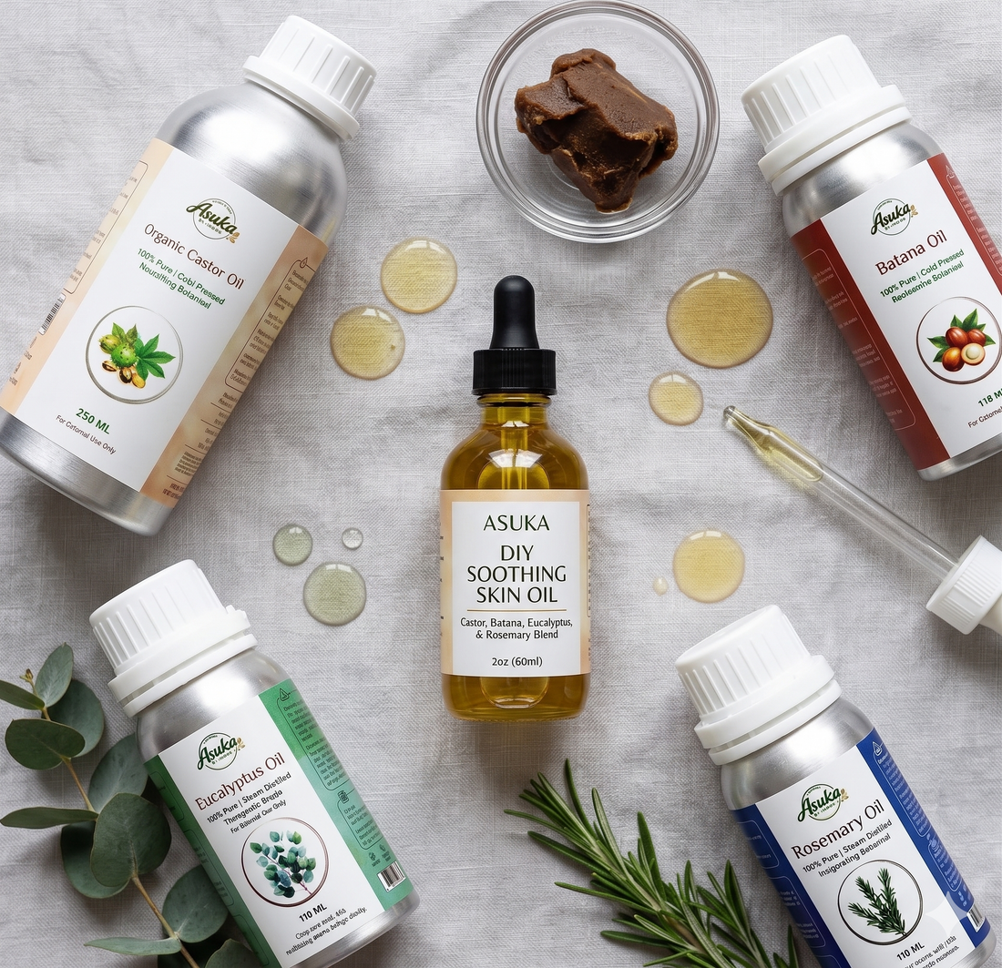 The Ultimate DIY Soothing Skin Oil: Castor Oil, Batana Oil, Eucalyptus Oil & Rosemary Oil