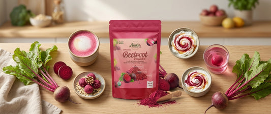 Asuka organic beetroot powder styled for a blog feature — 5 Ways to Use Beetroot Powder Beyond Smoothies