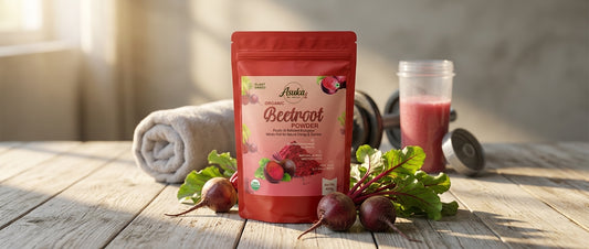 Asuka organic beetroot powder styled for a blog feature — Beetroot Powder Before a Workout: How, When and How Much