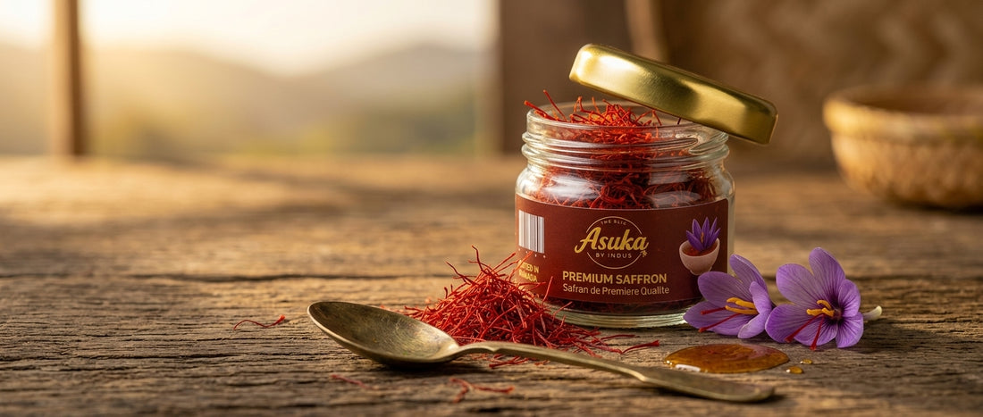 Asuka Kashmiri saffron styled for a blog feature — The Heritage of Kashmiri Saffron: Why One Valley Grows the World's Best