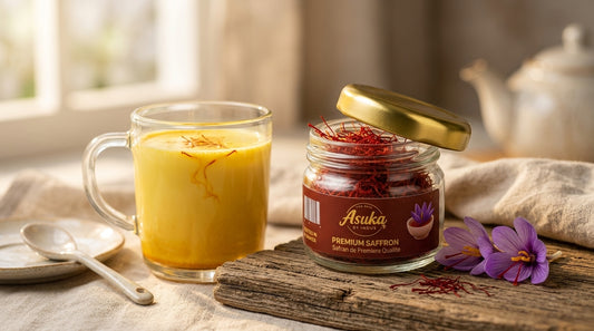Asuka Kashmiri saffron styled for a blog feature — How I Use Saffron as a Daily Wellness Ritual (and Why You Might Want To)