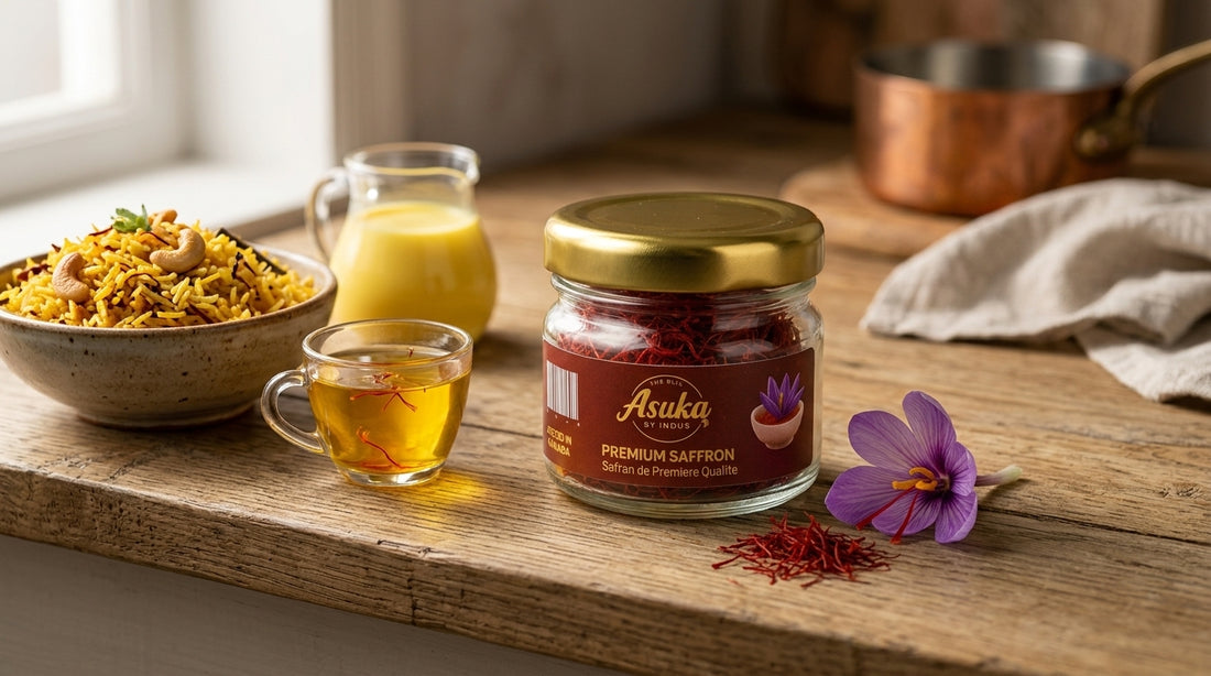 Asuka Kashmiri saffron styled for a blog feature — How to Use Saffron in Cooking: Biryani, Saffron Tea and Golden Milk