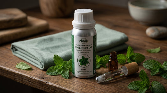 Asuka peppermint oil styled for a blog feature — Peppermint Oil for Headaches: A Step-by-Step Method
