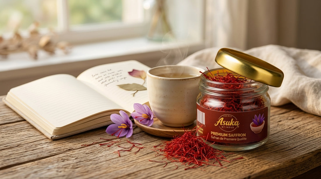 Asuka Kashmiri saffron styled for a blog feature — Can Saffron Lift Your Mood? What the Research Actually Says