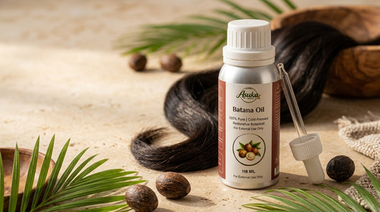 Asuka batana oil styled for a blog feature — The Miracle Botanical: How Batana Oil Transforms Damaged Hair and Scalp