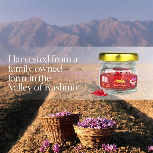 Asuka Saffron – 2g Premium Grade A+ Threads – Hand-Harvested in Kashmir Valley, India – Pure Saffron in Glass Jar for Cooking, Tea & Wellness