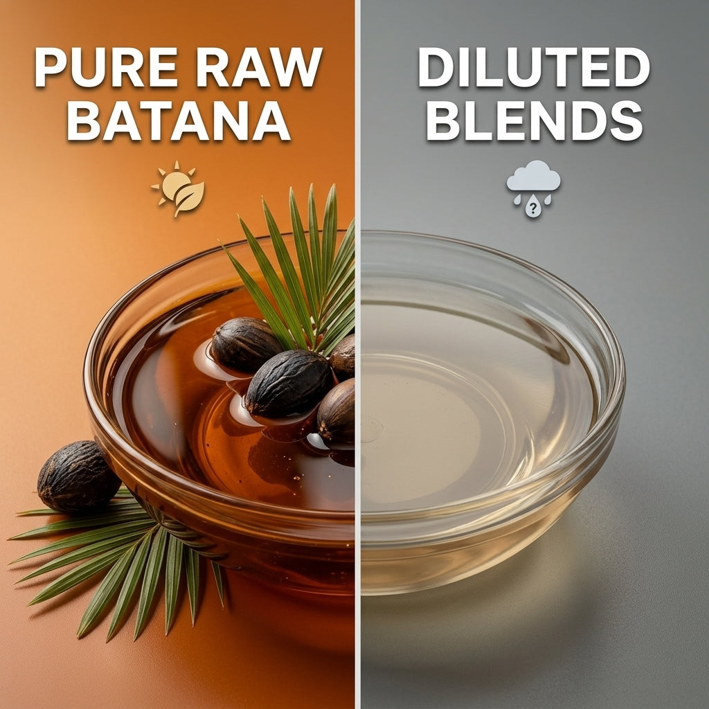 Asuka pure raw batana oil compared with diluted batana blends — why unrefined matters