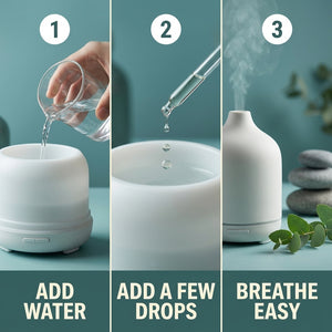 How to use Asuka eucalyptus oil — add to warm water, a few drops, and breathe easy