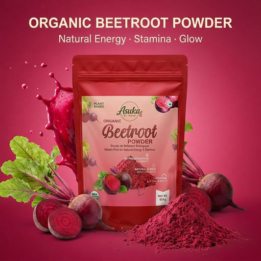 Asuka organic beetroot powder for natural energy, stamina and a radiant glow