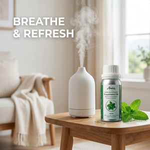 Asuka peppermint oil lifestyle — diffuse to cool, refresh and energize a room