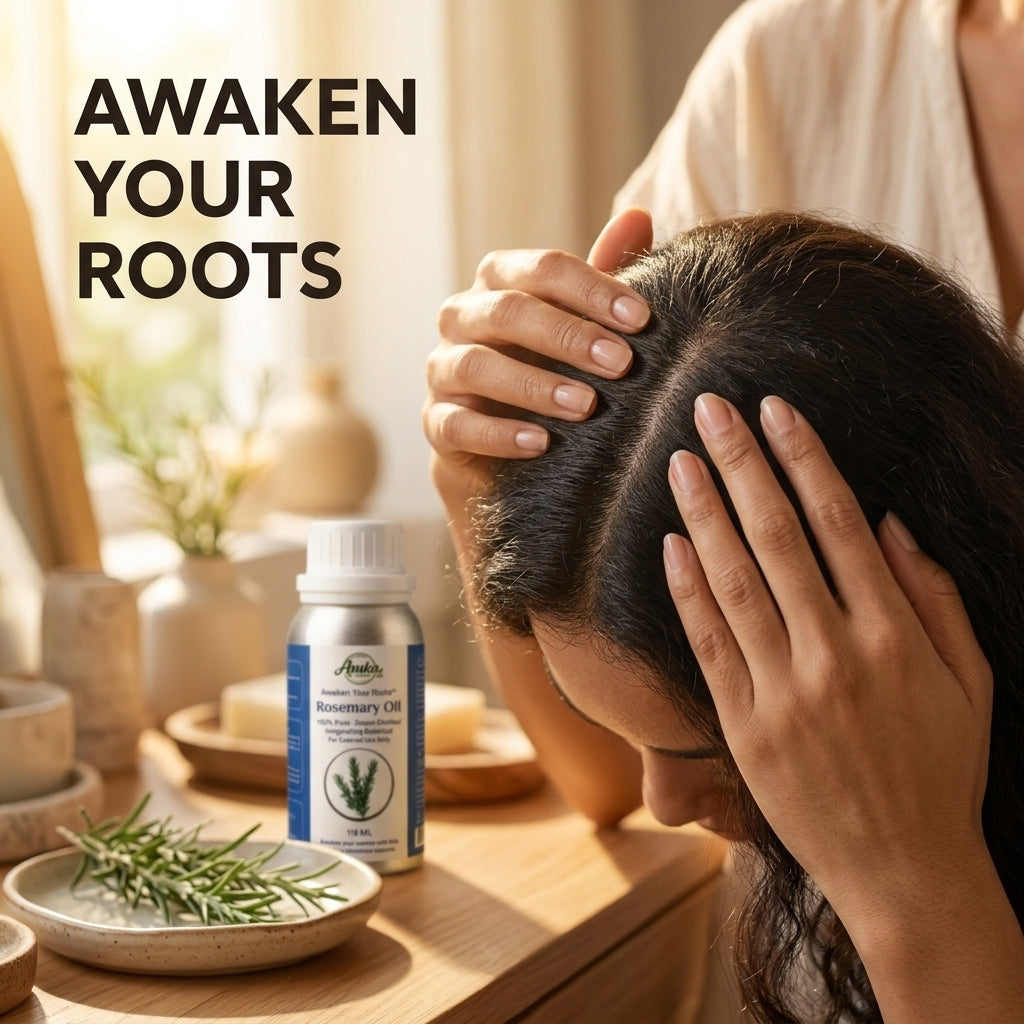 Asuka rosemary oil hair ritual — a daily scalp massage to awaken your roots