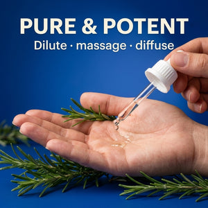 Ways to use Asuka rosemary oil — dilute and massage, diffuse, or inhale